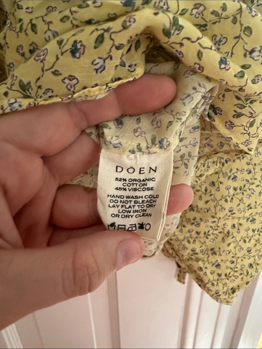 DOEN Light Yellow Floral Button-Up Blouse - Picture 6 of 8